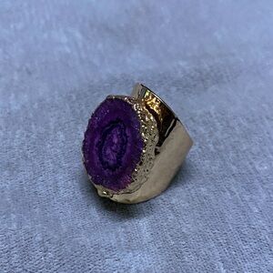 Purple Agate Gold Plated Ring